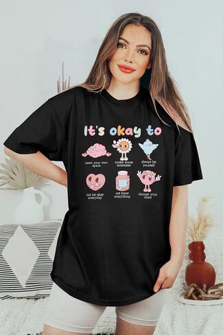 Mental Health Awareness Shirt Oversized Women Its Okay to Not Be Okay Shirts Mental Health Tops Inspirational Clothes in Saudi Arabia