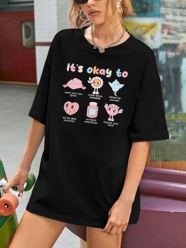 Mental Health Awareness Shirt Oversized Women Its Okay to Not Be Okay Shirts Mental Health Tops Inspirational Clothes in Saudi Arabia