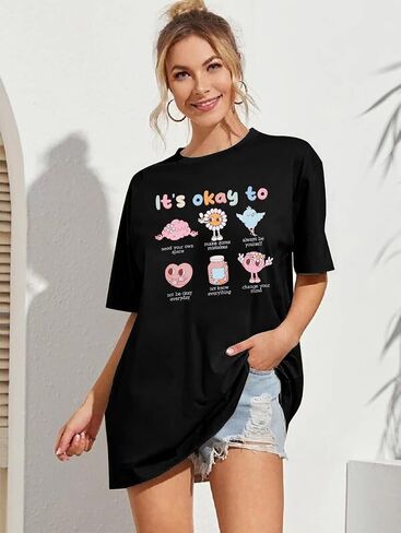 Mental Health Awareness Shirt Oversized Women Its Okay to Not Be Okay Shirts Mental Health Tops Inspirational Clothes in Saudi Arabia