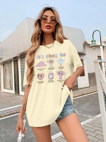 قميص للتوعية بالصحة العقلية للنساء كبير الحجم، لا بأس أن لا تكون بخير، قمصان للصحة العقلية، ملابس ملهمة in Kuwait