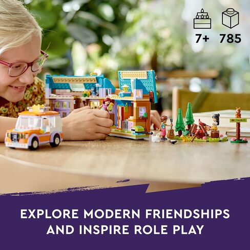 LEGO Friends Mobile Tiny House 41735, Forest Camping Dollhouse Pretend Play Set with Toy Car to Enjoy The Great Outdoors, Includes Leo & Liann Friendship Mini-Dolls, Gift Idea for Kids 7 Plus in Saudi Arabia