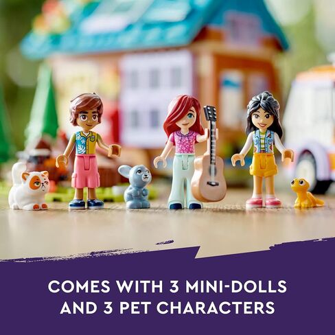 LEGO Friends Mobile Tiny House 41735, Forest Camping Dollhouse Pretend Play Set with Toy Car to Enjoy The Great Outdoors, Includes Leo & Liann Friendship Mini-Dolls, Gift Idea for Kids 7 Plus in Saudi Arabia