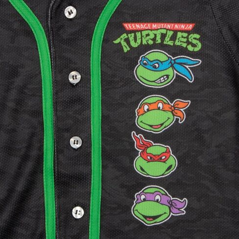 قميص بيسبول للأولاد من Nickelodeon Teenage Mutant Ninja Turtles، قميص رياضي كاجوال بأزرار سفلية وأكمام قصيرة للأولاد من TMNT in Kuwait