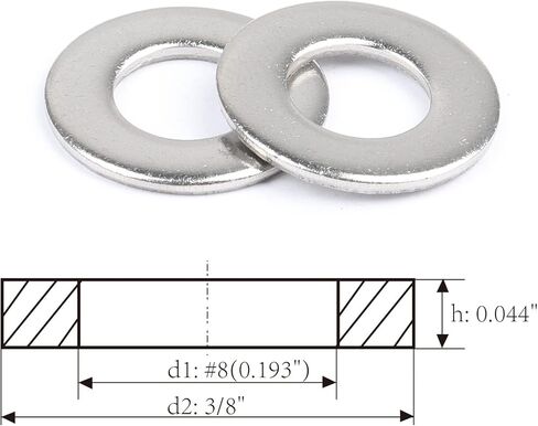 #8 × 3/8 "غسالة مسطحة 304 من الفولاذ المقاوم للصدأ SAE غسالة للبراغي 100 قطعة in Kuwait