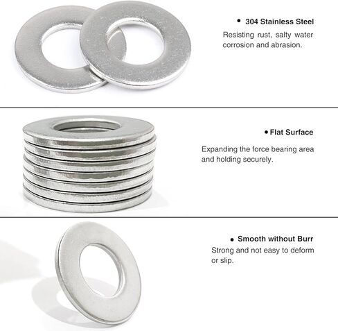 #8 × 3/8 "غسالة مسطحة 304 من الفولاذ المقاوم للصدأ SAE غسالة للبراغي 100 قطعة in Kuwait