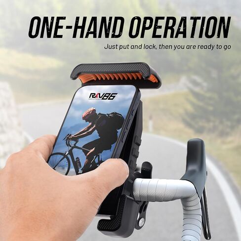 Motorcycle Phone Holder, Bicycle Phone Holder with Silicone, Upgrade Quick Install Handlebar Clip for Most Smartphones, Black in Saudi Arabia