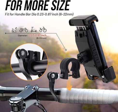 Motorcycle Phone Holder, Bicycle Phone Holder with Silicone, Upgrade Quick Install Handlebar Clip for Most Smartphones, Black in Saudi Arabia