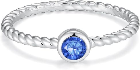 925 Sterling Silver Stackable Birthstone Rings for Women Teen Girls Colorful Cubic Zirconia Mothers Daughter Jewelry Gift Simple Promise Ring for Her in Saudi Arabia