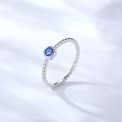925 Sterling Silver Stackable Birthstone Rings for Women Teen Girls Colorful Cubic Zirconia Mothers Daughter Jewelry Gift Simple Promise Ring for Her in Saudi Arabia