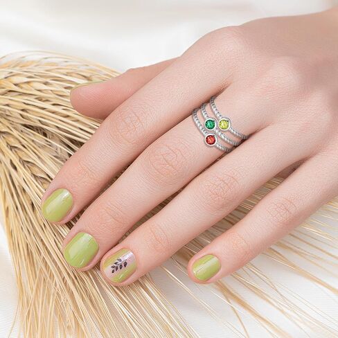 925 Sterling Silver Stackable Birthstone Rings for Women Teen Girls Colorful Cubic Zirconia Mothers Daughter Jewelry Gift Simple Promise Ring for Her in Saudi Arabia