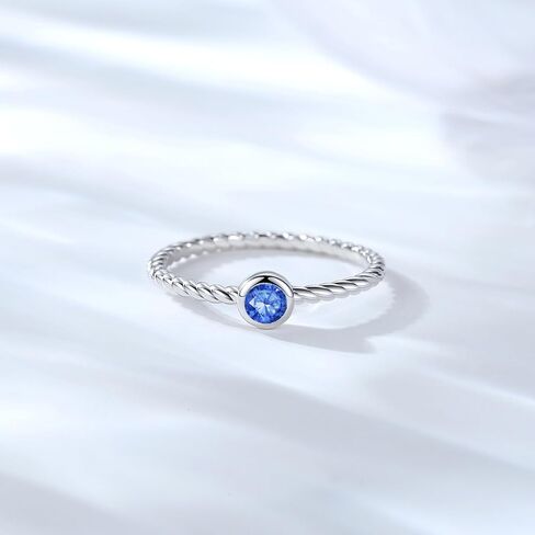 925 Sterling Silver Stackable Birthstone Rings for Women Teen Girls Colorful Cubic Zirconia Mothers Daughter Jewelry Gift Simple Promise Ring for Her in Saudi Arabia