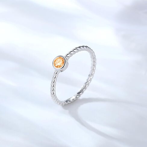 925 Sterling Silver Stackable Birthstone Rings for Women Teen Girls Colorful Cubic Zirconia Mothers Daughter Jewelry Gift Simple Promise Ring for Her in Saudi Arabia