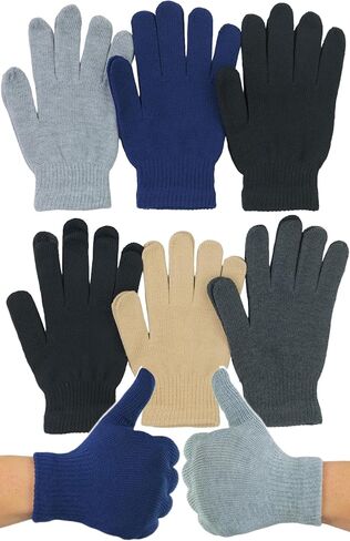 ToBeInStyle Men’s Pack of 6 Assorted Style Traditional Winter Knit Cold Weather Gloves in Saudi Arabia