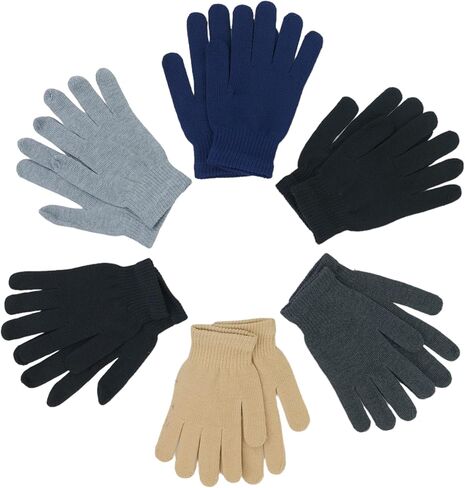 ToBeInStyle Men’s Pack of 6 Assorted Style Traditional Winter Knit Cold Weather Gloves in Saudi Arabia