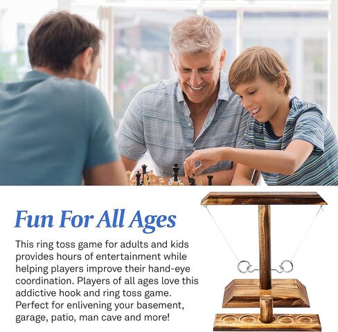 Ring Toss Game, Fun Hook and Ring Game, Handmade Wooden Interactive Game for Home and Party in Saudi Arabia