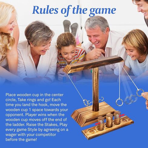 Ring Toss Game, Fun Hook and Ring Game, Handmade Wooden Interactive Game for Home and Party in Saudi Arabia