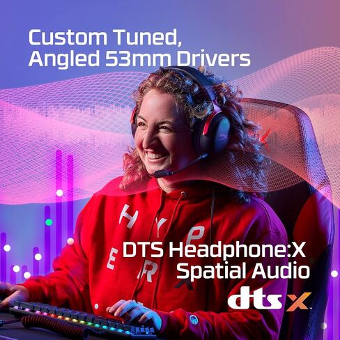 HyperX Cloud III Gaming Headset Wired 3.5mm USB Noise-Cancelling DTS Spatial Audio Signature Memory Foam Premium Leatherette for PC, PS5, PS4, Xbox Series Switch, Mac, Mobile, Black Red (Renewed) in Saudi Arabia
