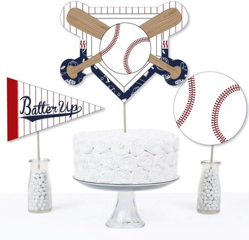 Big Dot of Happiness Batter Up - البيسبول - أعواد مركزية لحفلات استقبال المولود الجديد أو حفلات أعياد الميلاد - أغطية الطاولة - مجموعة من 15 قطعة in Saudi Arabia