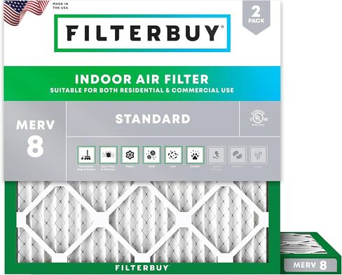Filterbuy 14x14x1 Air Filter MERV 8 Dust Defense (2-Pack), Pleated HVAC AC Furnace Air Filters Replacement (Actual Size: 13.50 x 13.50 x 0.75 Inches) in Saudi Arabia