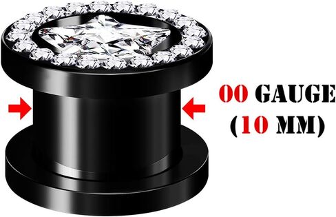 زوج من المسمار الأسود المؤكسد أنفاق اللحم الخارجي ثقب المجوهرات نقالة الأذن واضح ستار تشيكوسلوفاكيا كريستال القرط الفص المقابس in Kuwait