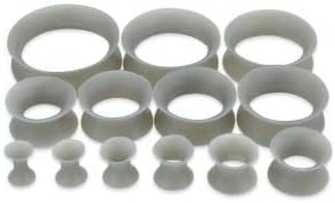 Pair 9/16" (14MM) GRAY SILICONE EARSKIN TUNNELS Double Flare Gauges Super Ultra Thin Soft Flexible Flesh Plugs Grey (2pcs) in Saudi Arabia