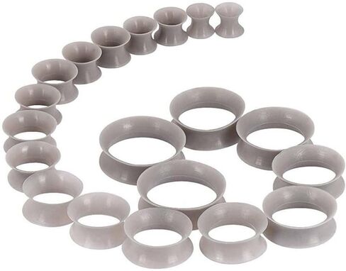 Pair 9/16" (14MM) GRAY SILICONE EARSKIN TUNNELS Double Flare Gauges Super Ultra Thin Soft Flexible Flesh Plugs Grey (2pcs) in Saudi Arabia