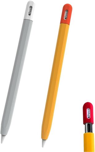 2 Pack Silicone Case for Apple Pencil USB C, Durable Thin Cover Sleeve, Lightweight Holder Grip for Apple Pencil 3rd Generation Protect Accessories (Black & Orange) in Saudi Arabia