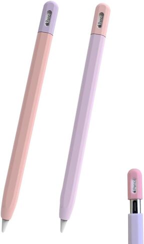 2 Pack Silicone Case for Apple Pencil USB C, Durable Thin Cover Sleeve, Lightweight Holder Grip for Apple Pencil 3rd Generation Protect Accessories (Black & Orange) in Saudi Arabia