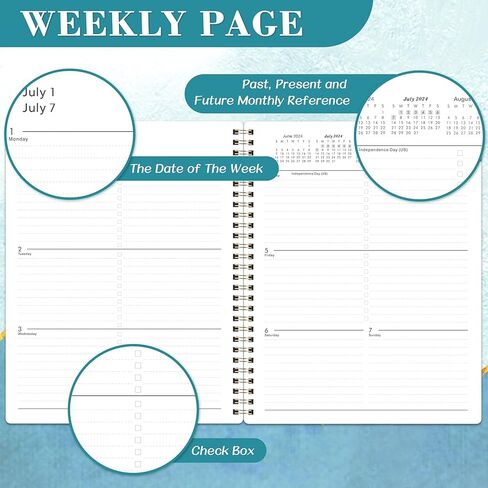 مخطط 2024-2025 - مخطط أكاديمي 2024-2025، يوليو 2024 - يونيو 2025، مخطط 2024-2025، 8 × 10 بوصة، 2024-2025 مخطط أسبوعي وشهري مع ورق سميك in Kuwait