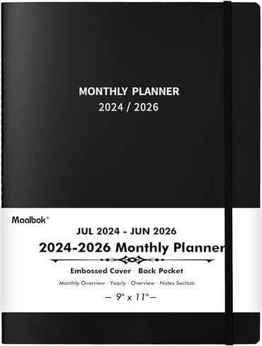 Monthly Planner 2024-2026 - Planner 2024-2026 Monthly, Jul. 2024 - Jun. 2026, 9’’ × 11’’, 2 Years Monthly Planner with Embossed Cover, Inner Pocket, Premium Paper, Elastic Closure in Saudi Arabia