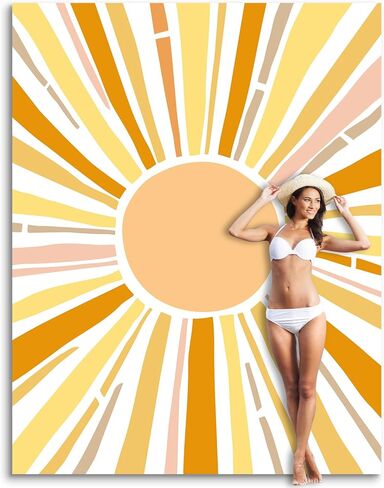 بطانية شاطئ ناعمة مضاءة بنور الشمس مقاس 106 بوصة × 81 بوصة مقاومة للرمل، حصيرة شاطئ خالية من الرمال مع جيب زاوية وحقيبة شبكية لحفلات الشاطئ والسفر والتخييم ومهرجان الموسيقى في الهواء الطلق، موجة أومبير أزرق وأبيض in Kuwait