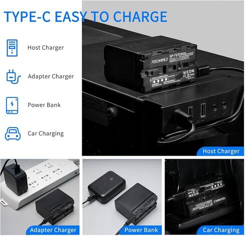 FEELWORLD NP-F970 Replacement Battery 6600mAh of NP-F970 F960 F950 F770 F750 F570 F550 for Monitor Video Light Video Transmission USB-C Charging(1 Pack) in Saudi Arabia