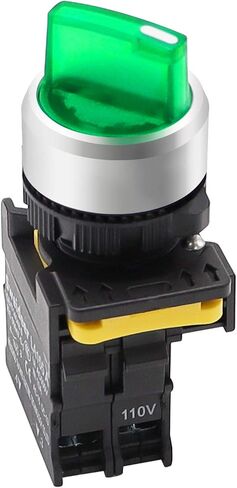 mxuteuk Green LED Light Voltage 110V-220V 22mm 1 NO 2 Positions Waterproof IP65 Latching Rotary Selector Switch 10A 600V LA155-A1-10XD-G in Saudi Arabia