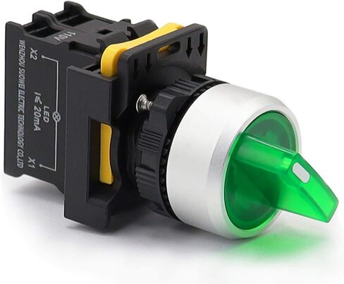 mxuteuk Green LED Light Voltage 110V-220V 22mm 1 NO 2 Positions Waterproof IP65 Latching Rotary Selector Switch 10A 600V LA155-A1-10XD-G in Saudi Arabia