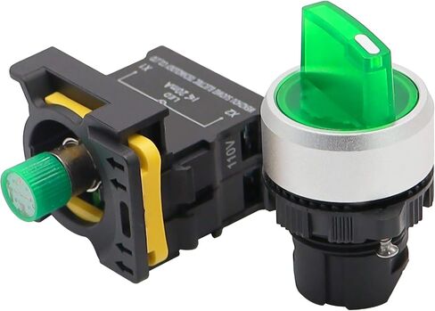 mxuteuk Green LED Light Voltage 110V-220V 22mm 1 NO 2 Positions Waterproof IP65 Latching Rotary Selector Switch 10A 600V LA155-A1-10XD-G in Saudi Arabia