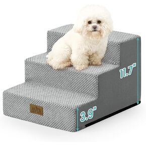 سلالم الكلاب المائلة اللطيفة للكلاب الصغيرة، ارتفاع 15.7 بوصة للحيوانات الأليفة للأريكة والكرسي، منحدر للكلاب غير قابل للانزلاق بأربع خطوات للقطط الكبيرة، مقاس 15.7 × 23.6 × 15.7 بوصة، بيج in Kuwait