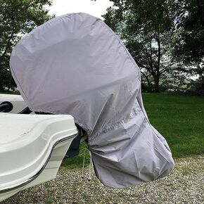 Full Outboard Motor Cover, Silver, Suitable for 30-60 HP Engines, Single-Layer 600D Oxford Fabric, Trailerable (30-60HP（180 * 360 * 144CM）) in Kuwait