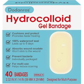 Dodanros Advanced Fast Healing Hydrocolloid Gel Bandages, Adhesive Wound Care Pads, 2.32 * 1.14 in, 40 Count in Kuwait