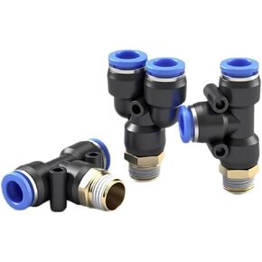 Blue Pneumatic Copper Connector PB/PD/PX Three-way Quick PB8-02/10-03/12-04 1Pcs(PB8-03(蓝色)) in Kuwait
