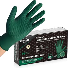 قفازات TitanFlex الصناعية شديدة التحمل من النتريل مع نسيج ماسي مرتفع، 8 مل، خالية من اللاتكس (أخضر/أخضر داكن/أصفر) in Kuwait