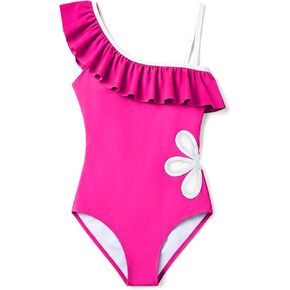 بدلة سباحة للفتيات من قطعة واحدة بكتف واحد مكشكشة، بدلة سباحة لطيفة للأطفال والمراهقين من سن 6 إلى 14 عامًا in Kuwait