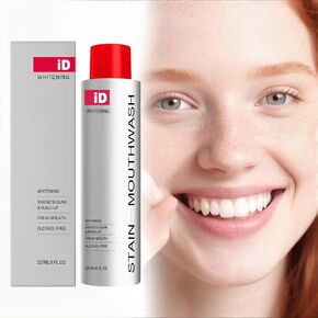 غسول الفم المبيض للبقع من آي دي، غسول الفم المزيل للبقع للحصول على نفس منعش، غسول الفم بيروكسيد الهيدروجين لتعزيز بياض الأسنان، شطف بيروكسيد بالزيوت العطرية 237 مل in Kuwait