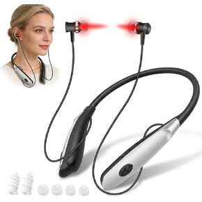 العلاج بالضوء الأحمر للأذنين من إنلي، جهاز العلاج بالضوء الأحمر المحمول بطول 650 نانومتر لراحة واسترخاء الأذن اللطيفة، مع مؤقت تلقائي لمدة 30 دقيقة و3 أوضاع للروتين الصحي اليومي، أسود in Kuwait