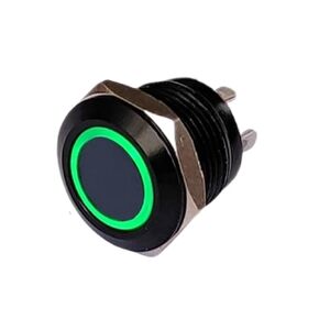 1 قطعة مفتاح زر ضغط، 12 مم مفتاح زر معدني أسود LED 3 فولت - 24 فولت 50 مللي أمبير بدون قفل لاستبدال لوحة أجهزة الكمبيوتر (حلقة خضراء 12 مم، LED 12-24 فولت) in Kuwait