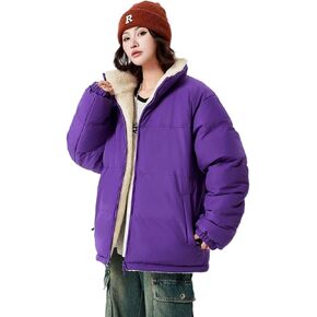 Unisex Reversible Padded Jacket with Stand Collar Water Repellent Double-Sided Sherpa Lined Winter Coat in Saudi Arabia