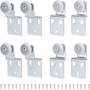 مجموعة بكرات باب خزانة منزلقة مكونة من 4 أزواج - أجهزة استبدال الباب العلوي المعلق مع عجلات محدبة مقاس 3/4 بوصة، ومحمل كروي، وفولاذ مختوم، ودعامات إزاحة 3/8 بوصة و1/2 بوصة in Kuwait