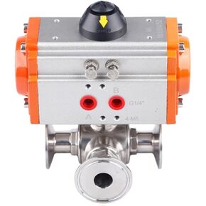 19mm 3 طريقة 304 الفولاذ المقاوم للصدأ ثلاثي المشبك الطويق نوع صمام الكرة الهوائية مع اسطوانة مزدوجة التمثيل in Kuwait