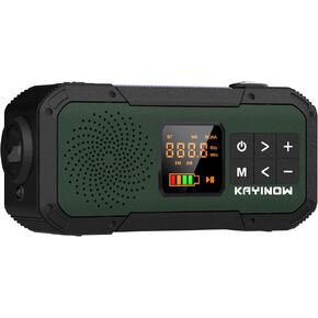 راديو بلوتوث محمول للطوارئ مع AM FM NOAA، IPX5 مقاوم للماء، بنك طاقة قابل لإعادة الشحن، USB-C شحن بالطاقة الشمسية، مصباح يدوي، إنذار SOS للتخييم وانقطاع التيار الكهربائي in Kuwait