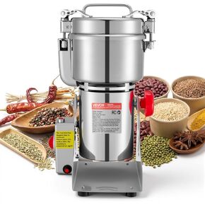 VEVOR 2000g Electric Grain Mill Grinder, High Speed 3400W Commercial Spice Grinders, Stainless Steel Pulverizer Powder Machine, for Dry Grains Spices Cereals Coffee Corn Pepper, Swing Type in Kuwait