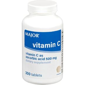 MAJOR Vitamin C-500 mg Ascorbic Acid - New Formula - Vitamin C Tablets - Dietary Supplement - 300 Count (1 Pack) in Saudi Arabia